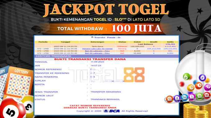 Bukti jackpot Togel88 #424 Bukti jackpot Togel88 #424
