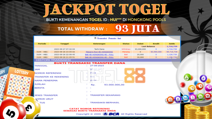 Bukti jackpot Togel88 #472 Bukti jackpot Togel88 #472