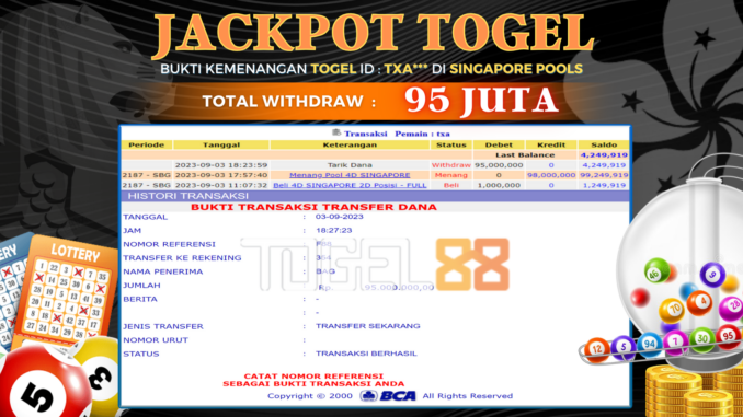 Bukti jackpot Togel88 #401 Bukti jackpot Togel88 #401