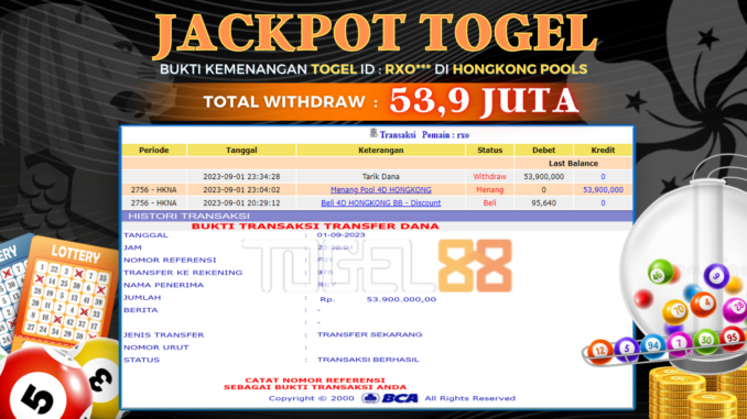 Bukti jackpot Togel88 #398 Bukti jackpot Togel88 #398