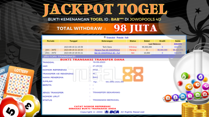 Bukti jackpot Togel88 #450 Bukti jackpot Togel88 #450