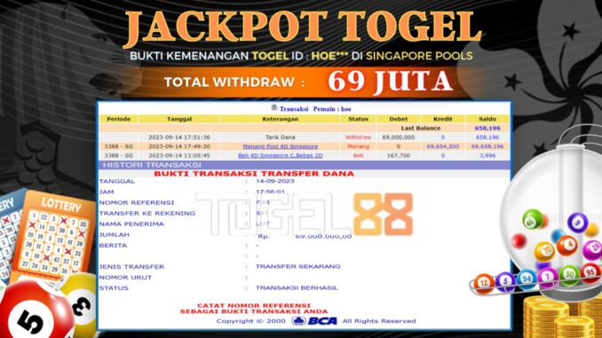 Bukti jackpot Togel88 #434 Bukti jackpot Togel88 #434