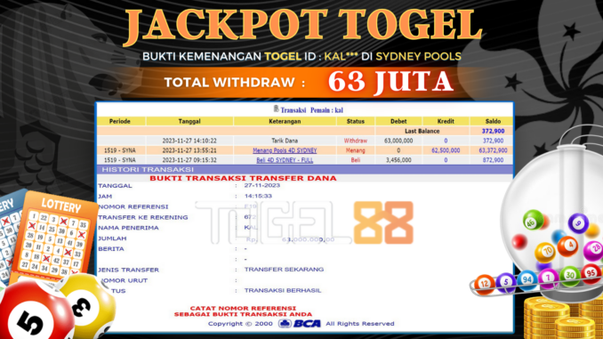 Bukti jackpot Togel88 #510 Bukti jackpot Togel88 #510