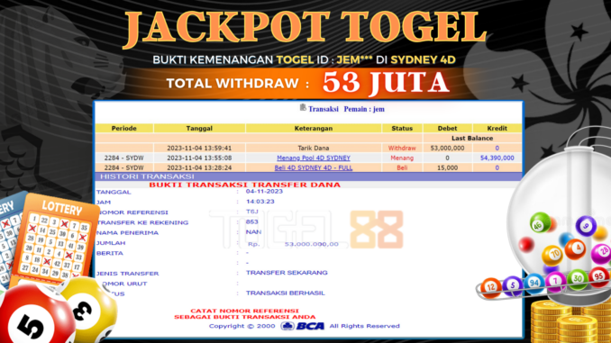 Bukti jackpot Togel88 #451 Bukti jackpot Togel88 #451