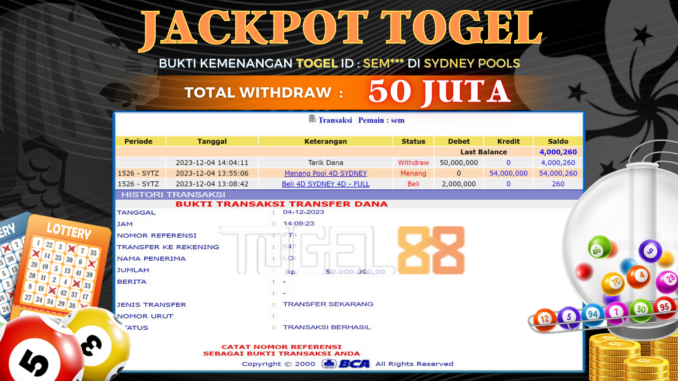 Bukti jackpot Togel88 #529 Bukti jackpot Togel88 #529